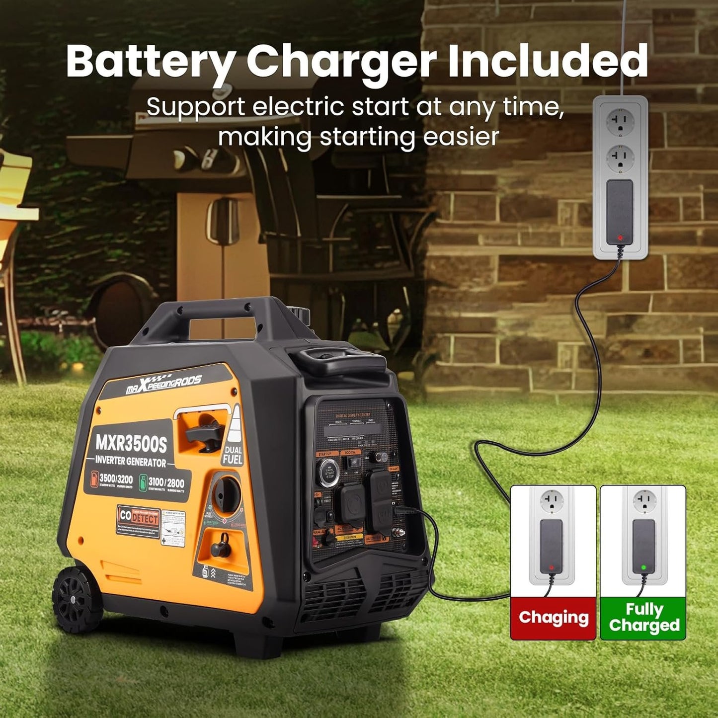 MaXpeedingrods 3500W Portable Inverter Generator Gas Powered EPA Compliant for Home or Camping