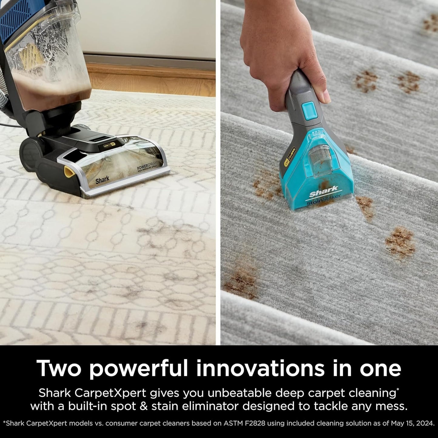 Shark CarpetXpert with StainStriker Upright Carpet, Area Rug & Upholstery Cleaner with Pet Mess Extractor Tool, Perfect for Pets, Carpet Shampooer, 3 Cleaning Tools, Cleaning Solutions, White, EX201