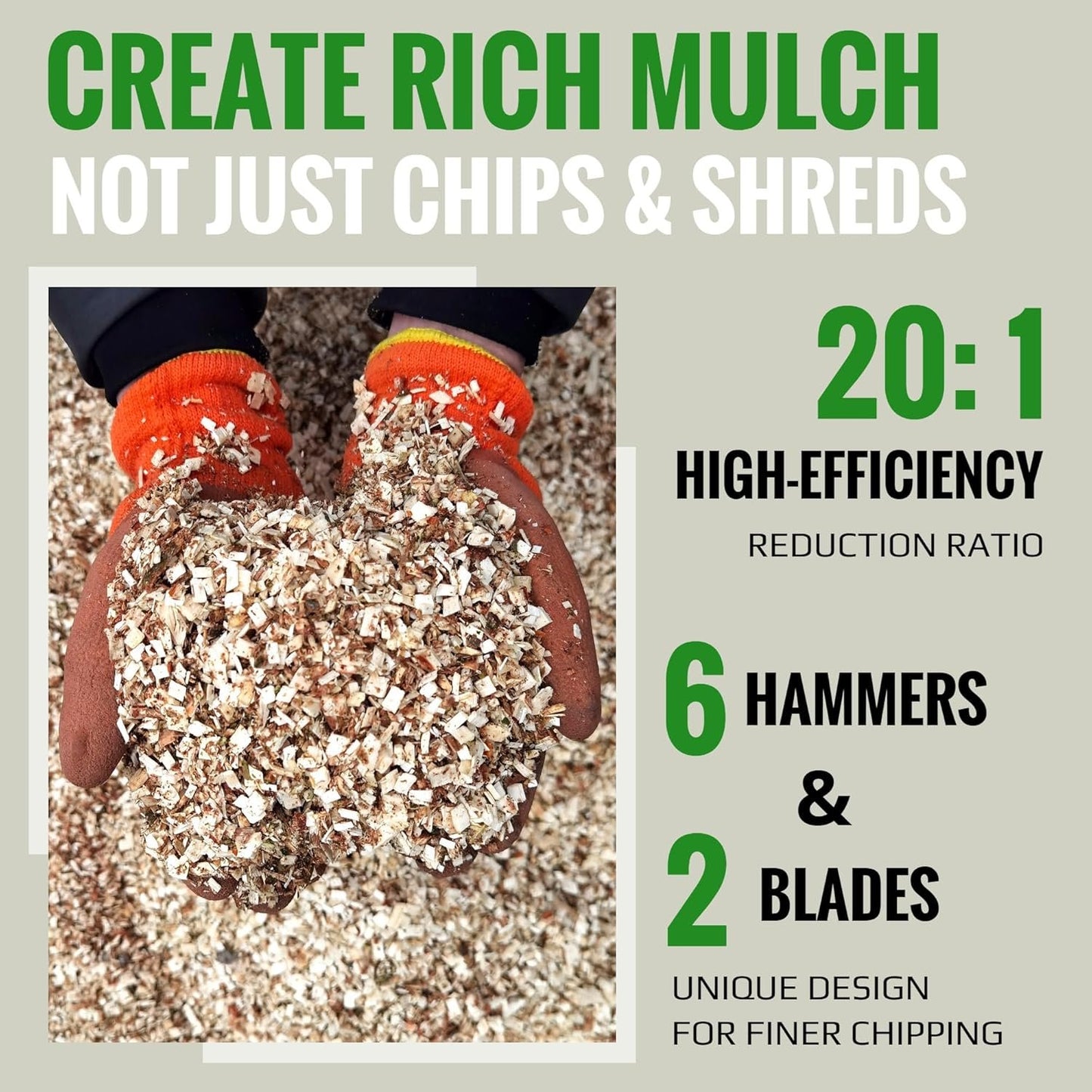 S3 Gas-Powered Wood Chipper Shredder, 7HP, 3" Max Diameter, Heavy Duty
