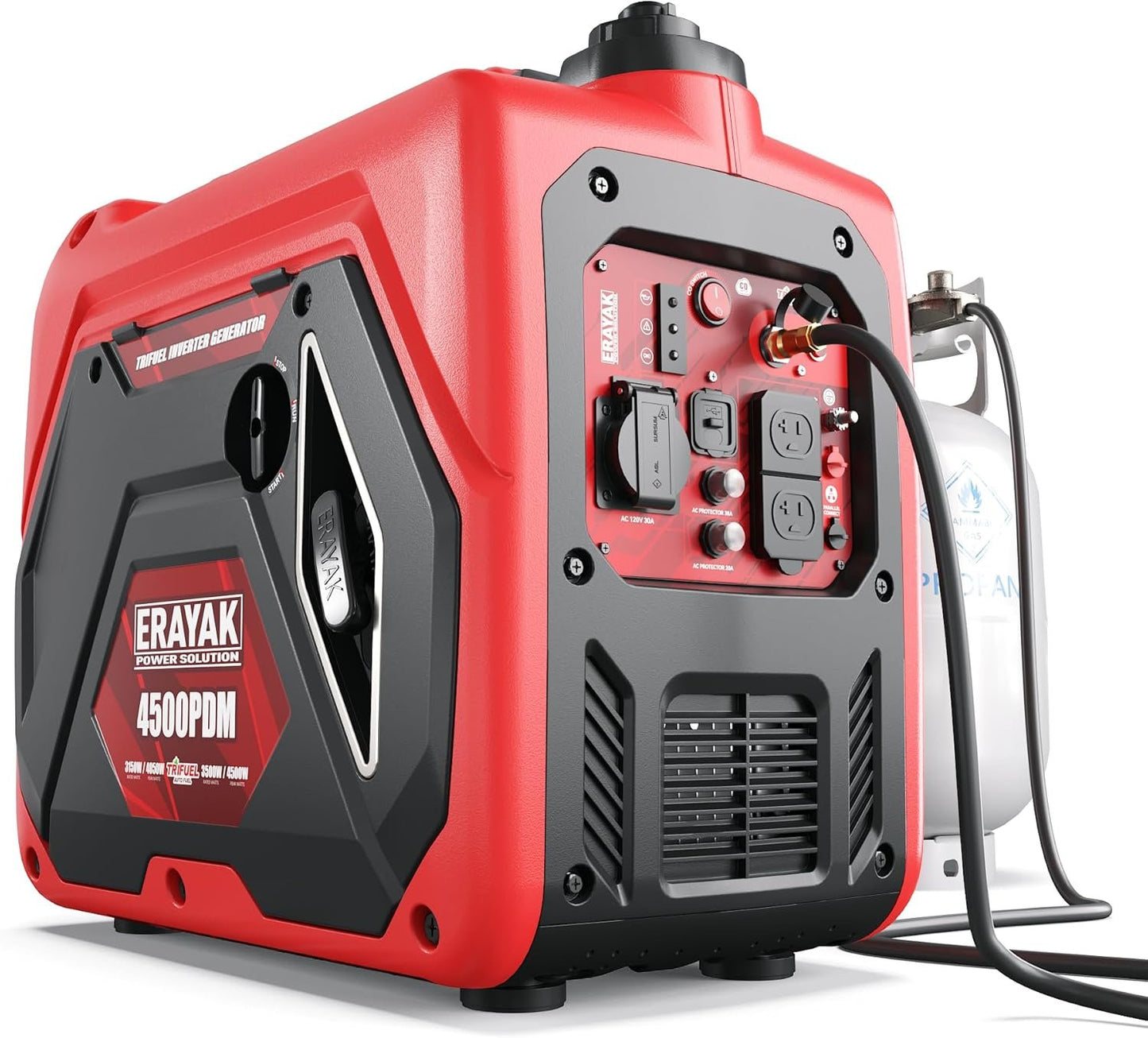 ERAYAK 4500W Dual Fuel Portable Inverter Generator Gas Propane RV Ready CO Sensor