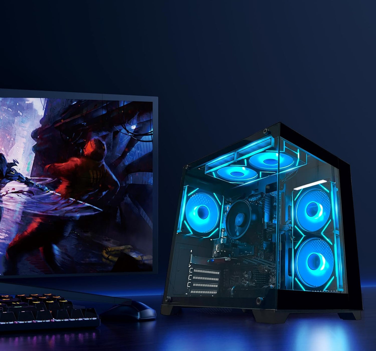 YAWYORE Gaming PC Desktop Computer AMD R5 5600GT 16GB 1TB NVMe Towers WiFi | 16GB DDR4 3200MHz, 1TB M.2 NVMe PCIe, 550W 80PLUS PSU, WiFi BT, Game Design Office Console