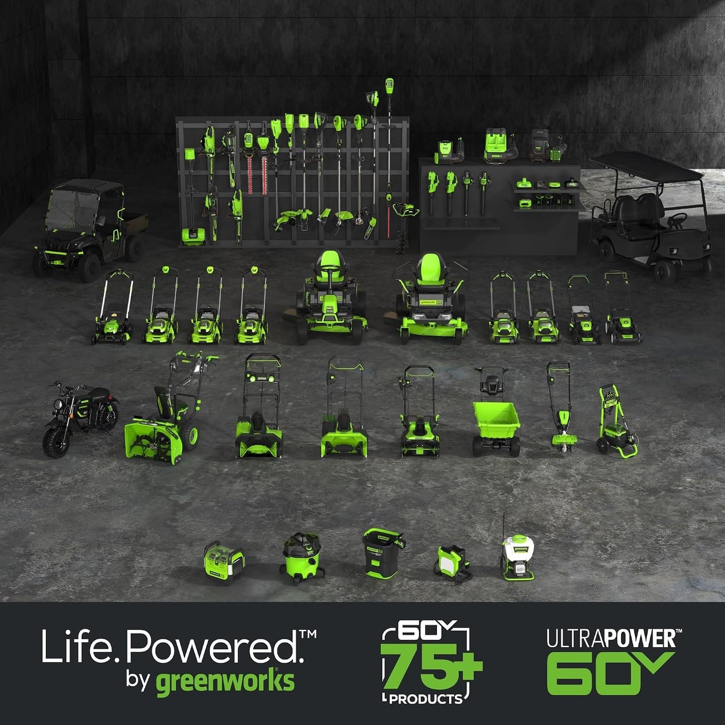Greenworks 60V 30' Riding Lawn Mower (1.25 Acre, 16 HP Gas Equivalent, 6 MPH, Tow Up to 200 lbs.), (4) 8.0Ah Batteries (1,920 Wh Max) + Turbo Wall Charger