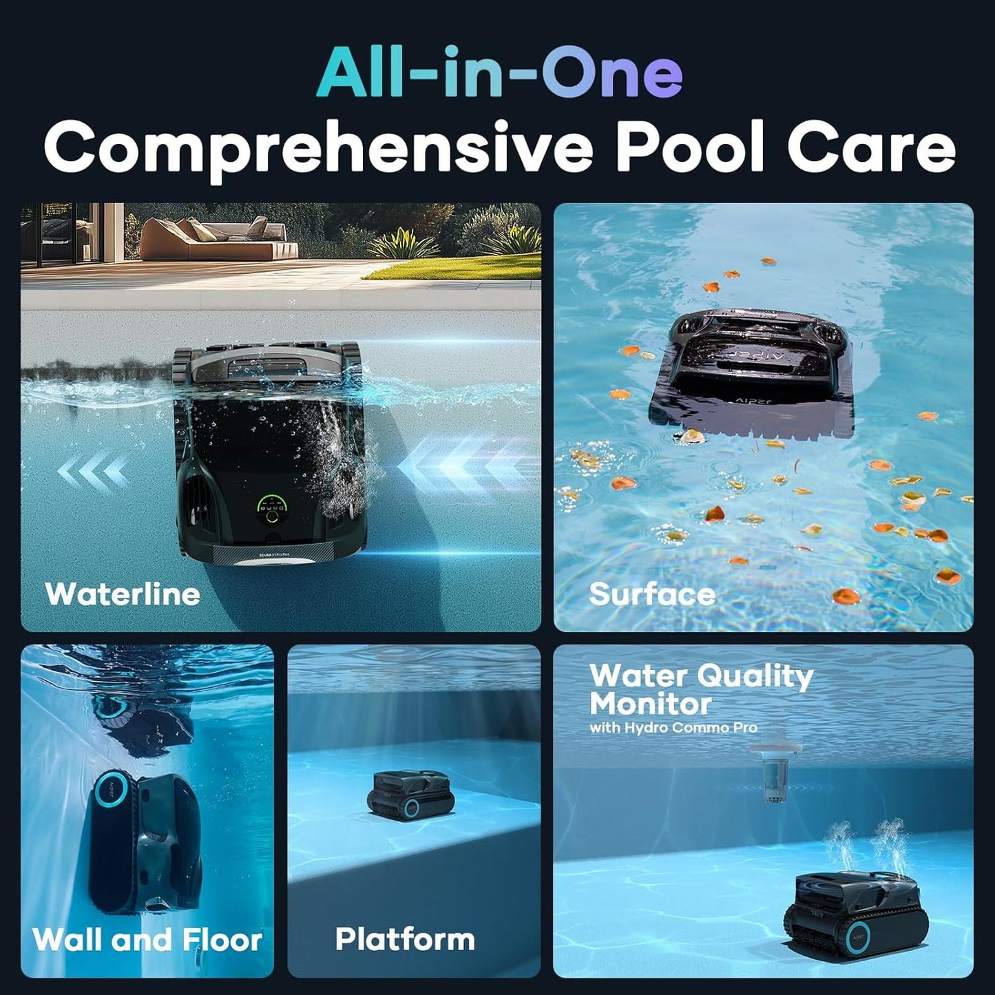 Aiper Scuba X1 Pro Max Robotic Pool Cleaner Bundle with HydroComm Pro Smart Water Monitor