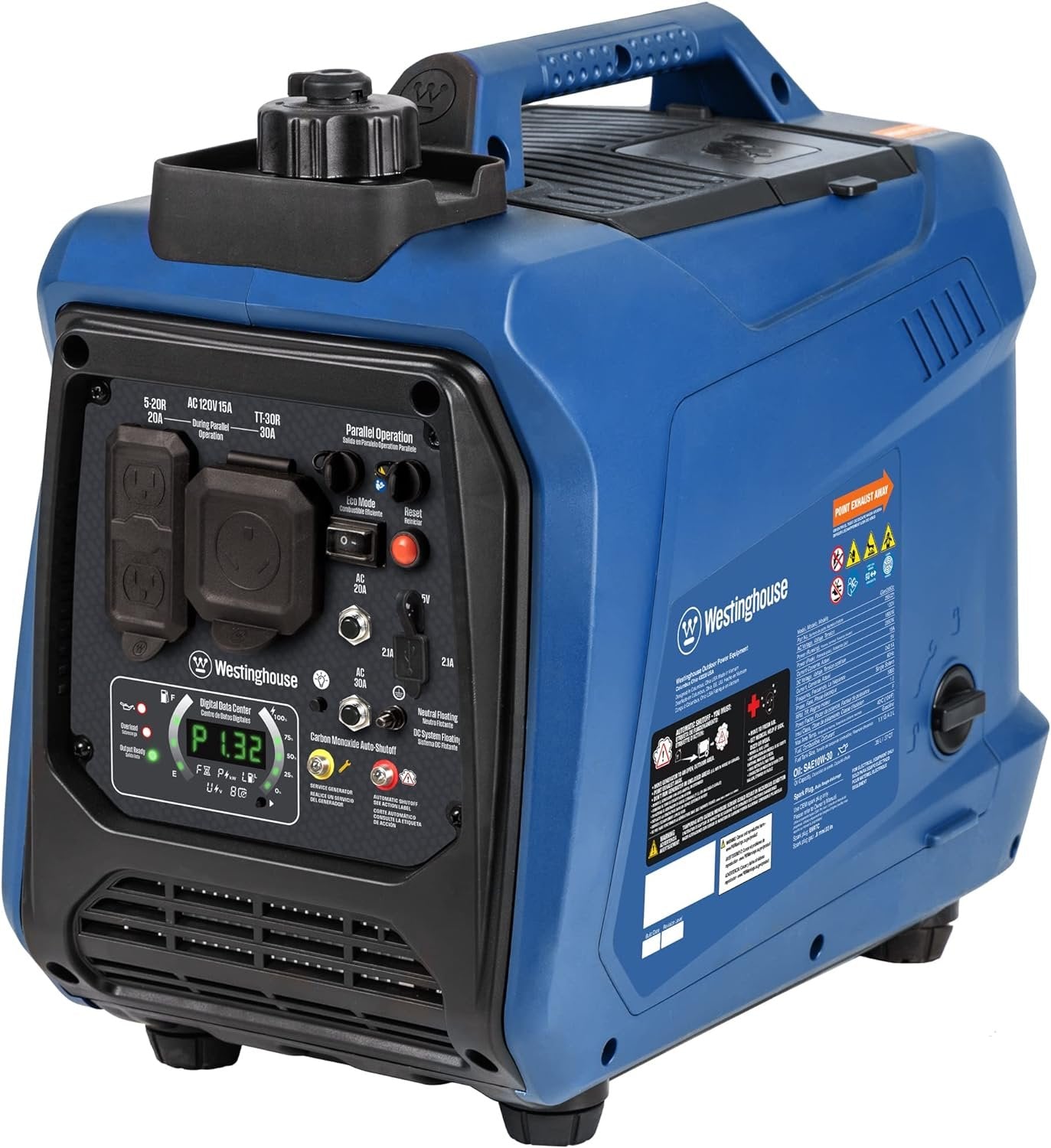 Westinghouse 2550W Dual Fuel Portable Inverter Generator Gas Propane RV Ready CO Sensor