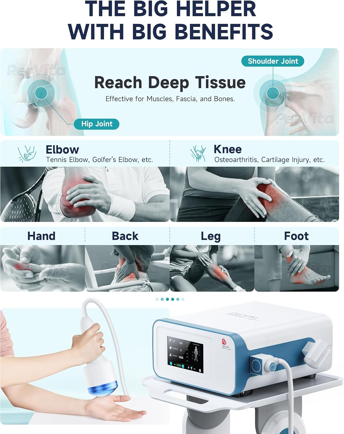 PerVita Medical Focused Shock Wave Therapy Machine Extracorporeal Shockwave ED Therapy Electromagnetic Focal ESWT Machine for Joint and Muscle Pain Relief Non-Invasive Pain-Free No Side Effects PSP30