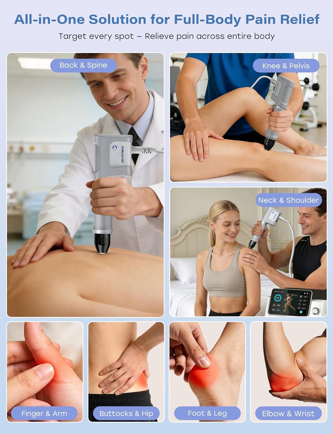 2026 Upgraded Shockwave Therapy Machine, Non-Invasive Extracorporeal ESWT Shockwave Therapy with 8 Heads for Pain Relief, Muscle, Joint &amp; Tissue Regeneration, 10 bar &amp; 10 Modes for Home &amp; Institution