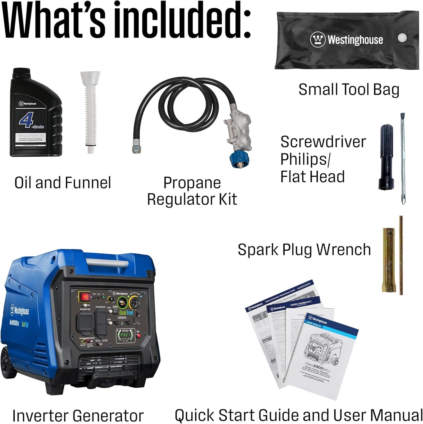 Westinghouse 4000W Dual Fuel Portable Inverter Generator Gas Propane RV Ready CO Sensor