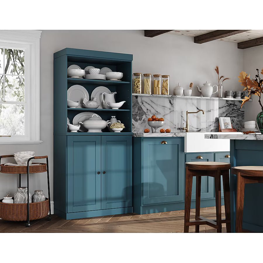 32-in W Solid Wood Tall Open Raised Panel Modular Kitchen Pantry Cabinet