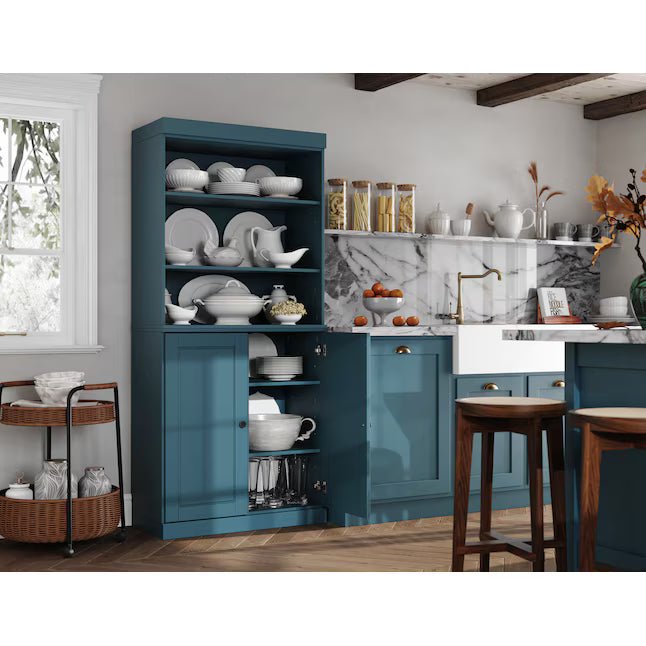 32-in W Solid Wood Tall Open Raised Panel Modular Kitchen Pantry Cabinet