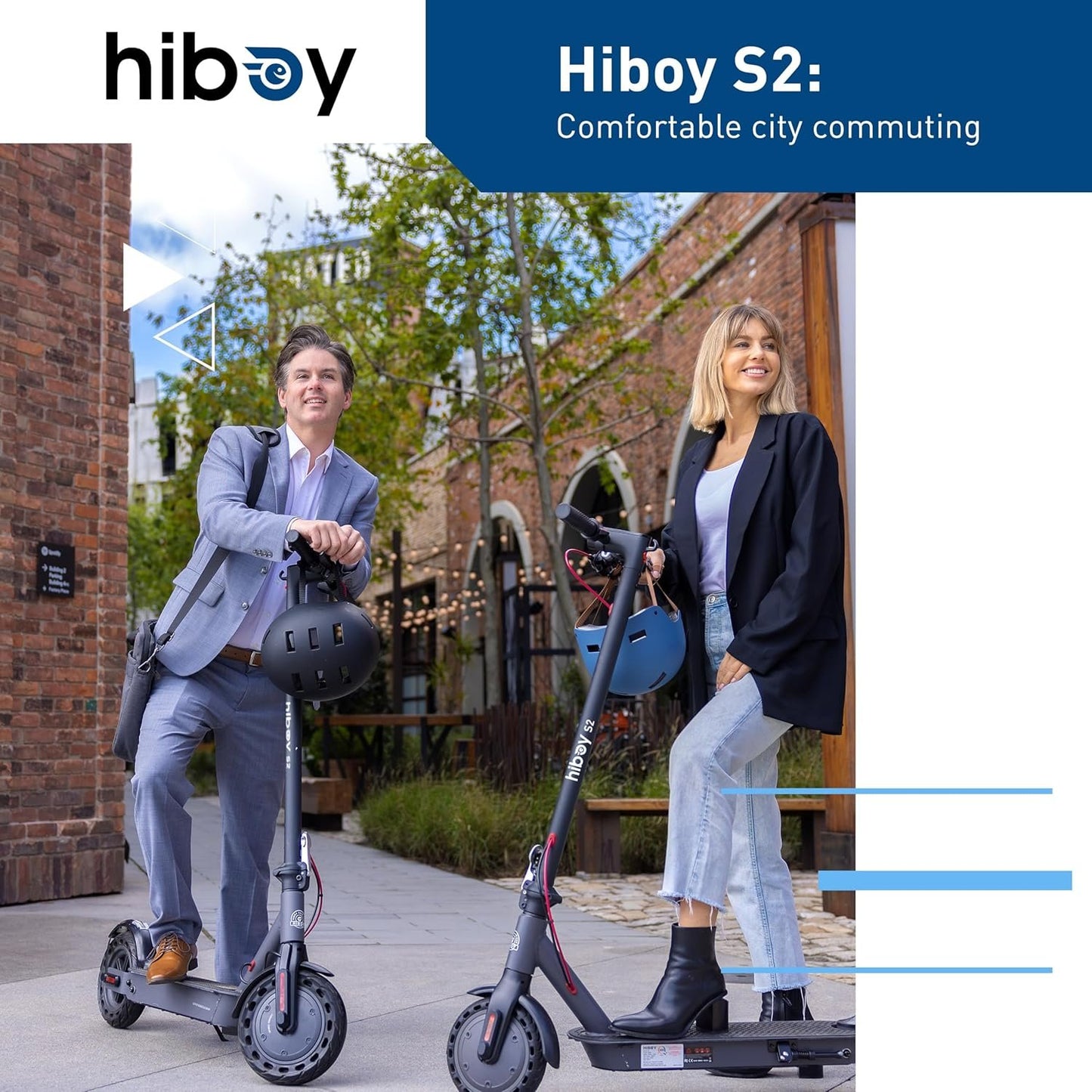 Hiboy S2 Electric Scooter - 8.5" Solid Tires - Up to 17 Miles Long-Range & 19 MPH Portable Folding Commuting Scooter for Adults with Double Braking System and App