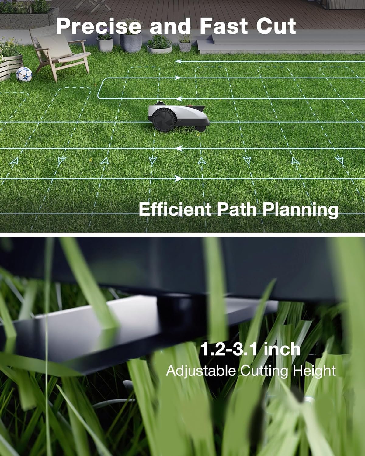 ECOVACS Goat O1000 LiDAR PRO Robot Lawn Mower, Wire-Free Mapping with LiDAR Navigation, AI Obstacle Avoidance, Smart Edge Mowing, App Control, for Lawns Up to 1/4 Acre