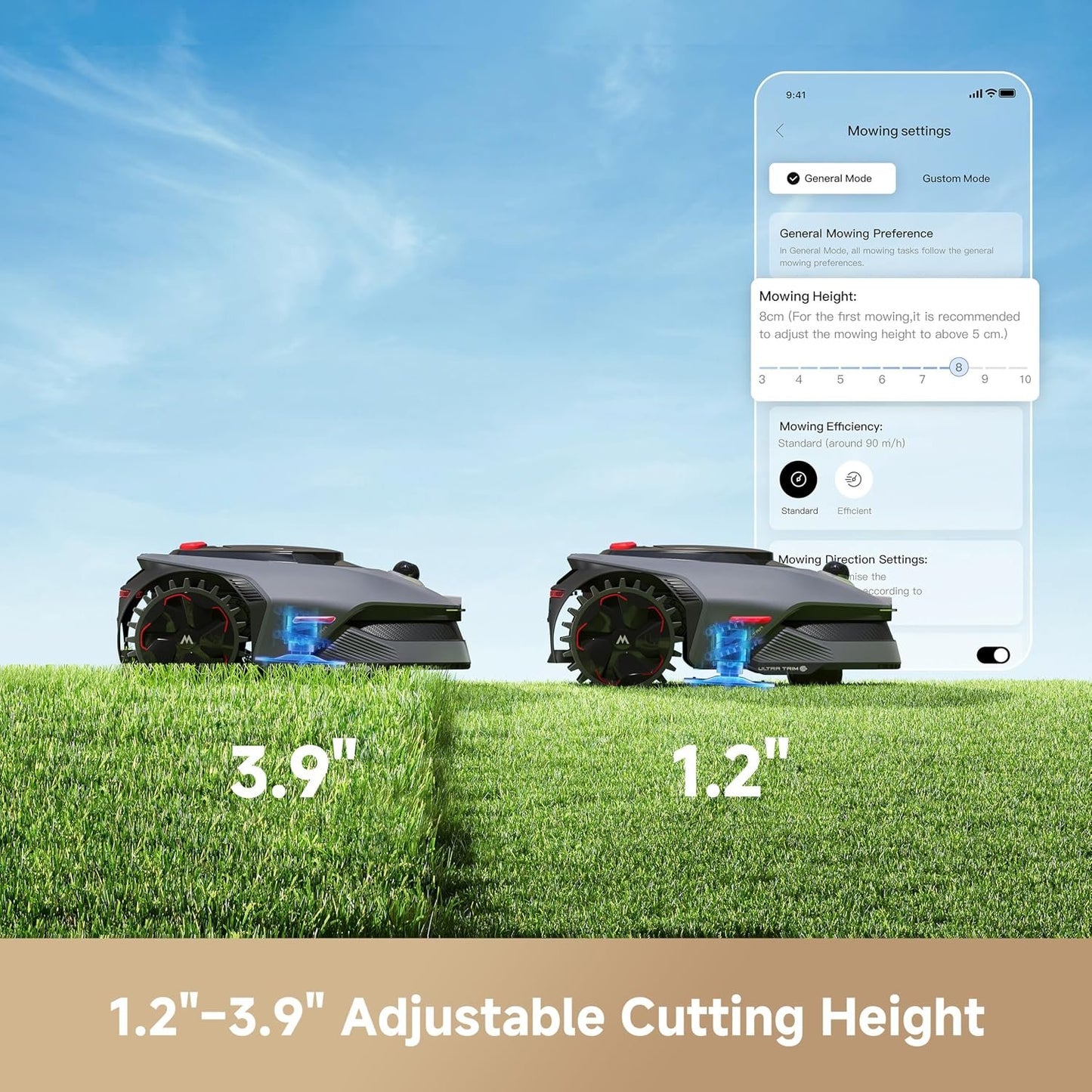 MOVA LiDAX Ultra 1000 Robot Lawn Mower Wire Free for 1/4 Acre, RTK-Free+360° 3D LiDAR+AI Vision Auto Mapping, Zero-Edge Cutting, Cutting Height 1.2"-3.9", 45% Slope, Up to 150 Managed Zones Dual Maps