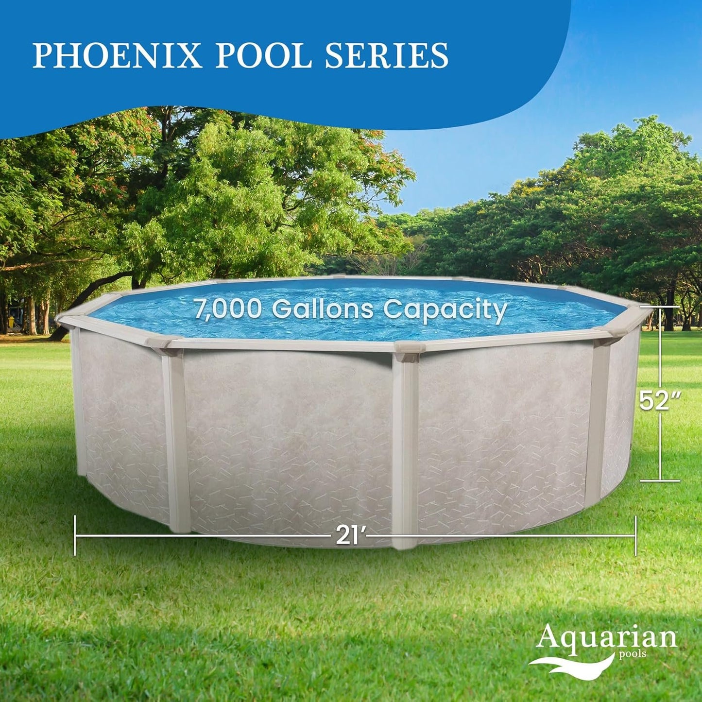 Aquarian 21ft x 52in Round Above Ground Pool – Phoenix Series