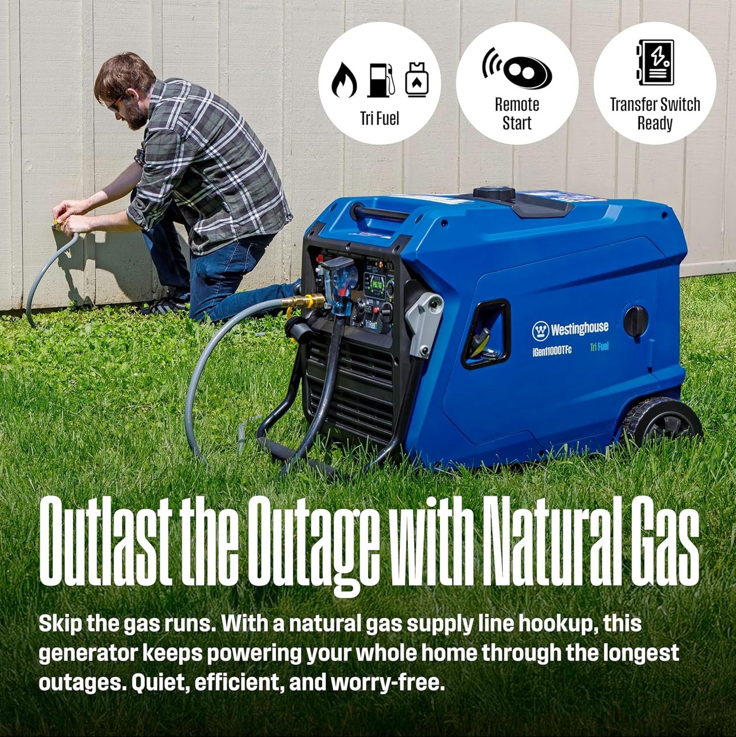 Westinghouse 11000W Dual Fuel Portable Inverter Generator Gas Propane Remote Start CO Sensor