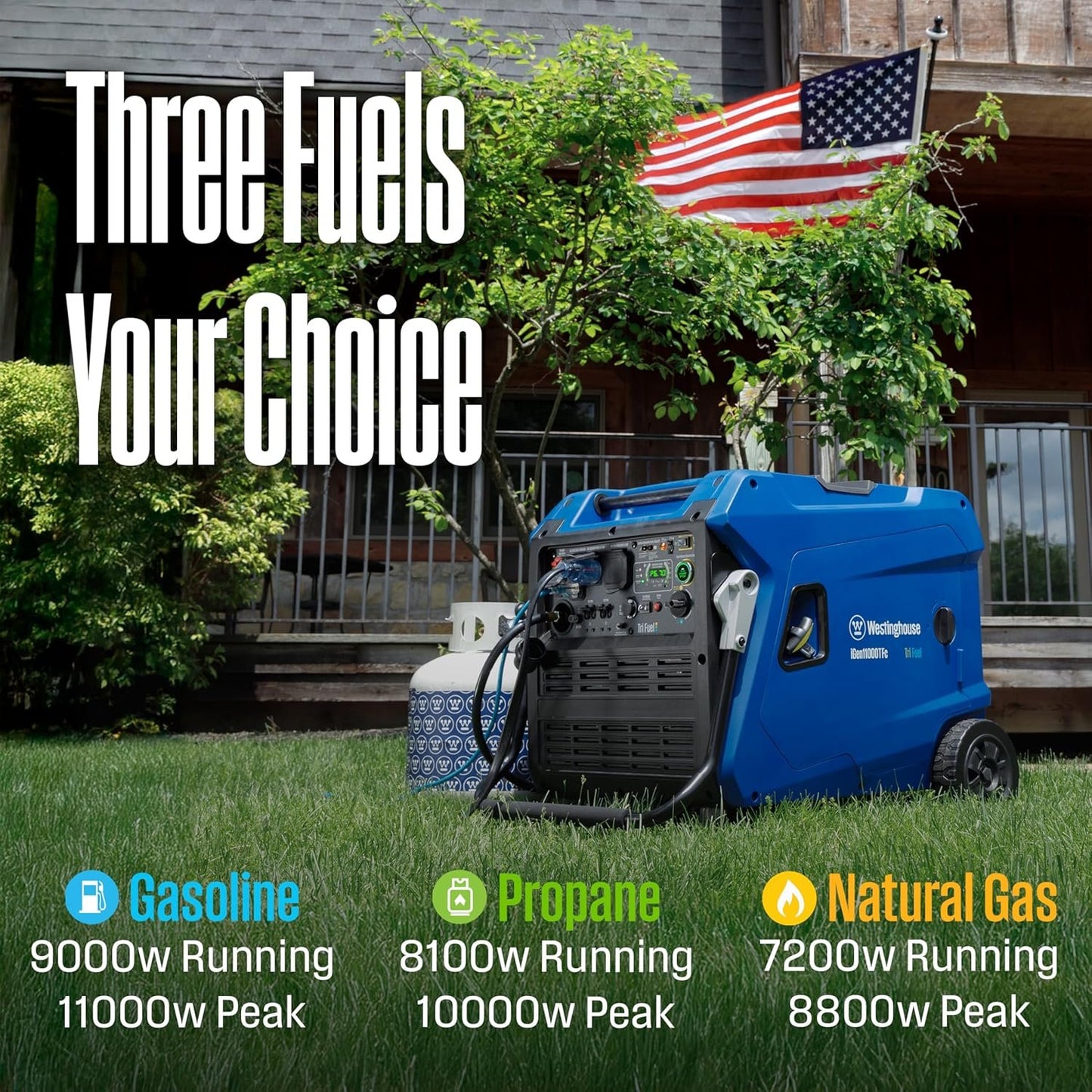 Westinghouse 11000W Dual Fuel Portable Inverter Generator Gas Propane Remote Start CO Sensor