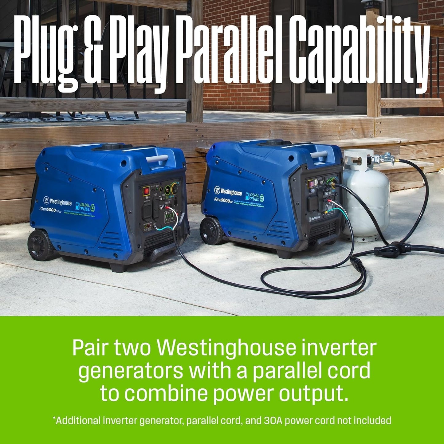 Westinghouse 4000W Dual Fuel Portable Inverter Generator Gas Propane RV Ready CO Sensor