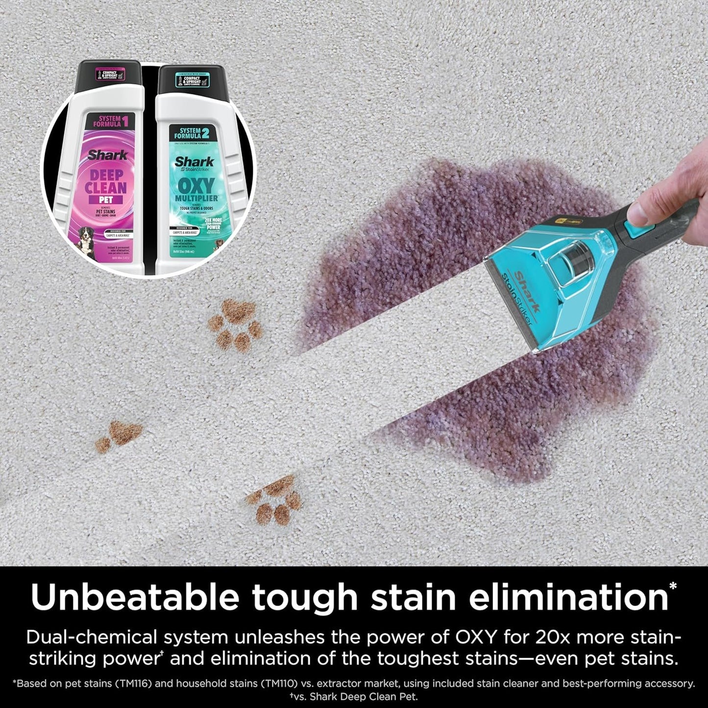 Shark CarpetXpert with StainStriker Upright Carpet, Area Rug & Upholstery Cleaner with Pet Mess Extractor Tool, Perfect for Pets, Carpet Shampooer, 3 Cleaning Tools, Cleaning Solutions, White, EX201