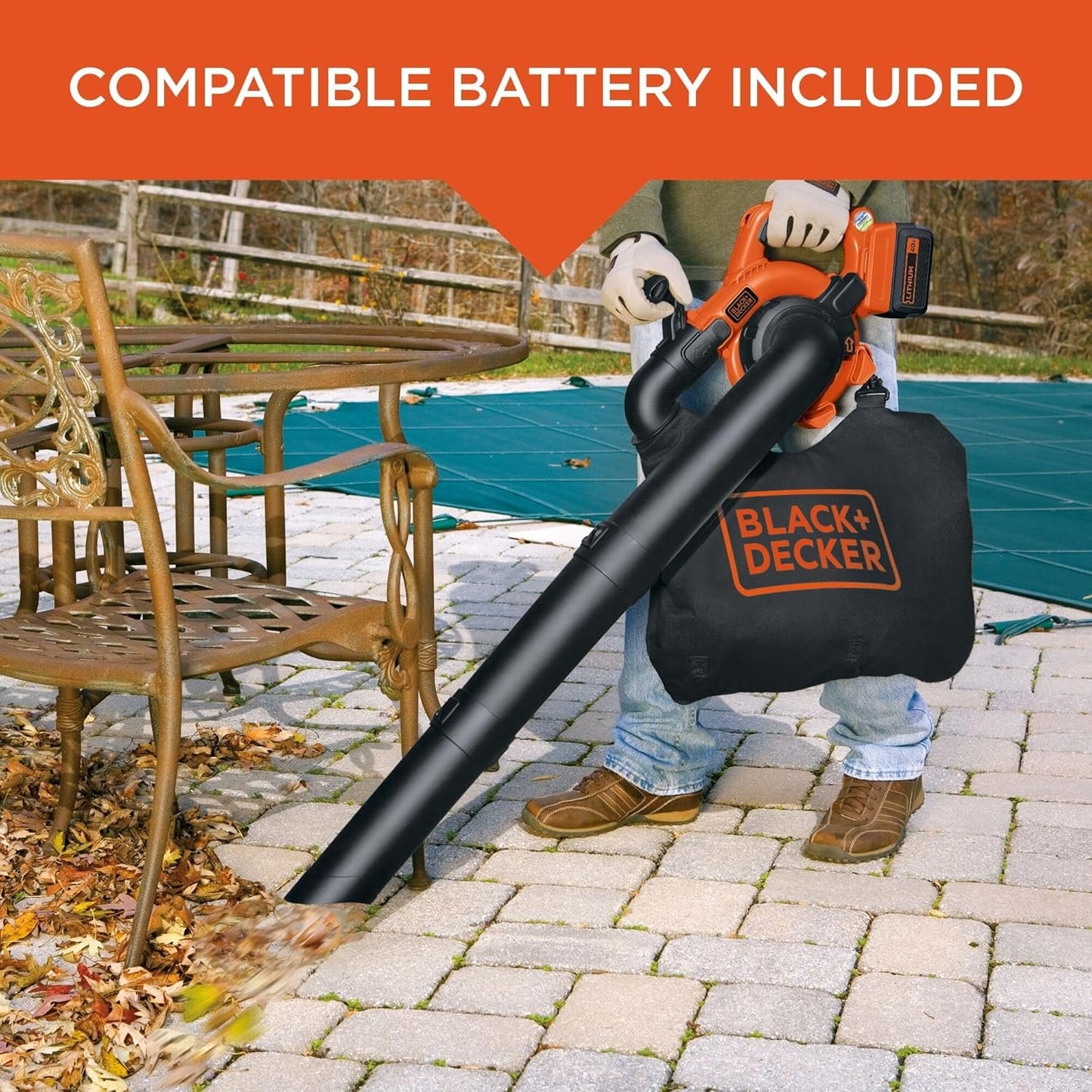 BLACK+DECKER 40V Cordless Leaf Blower Vacuum Mulcher Combo Kit Battery Charger LSWV36
