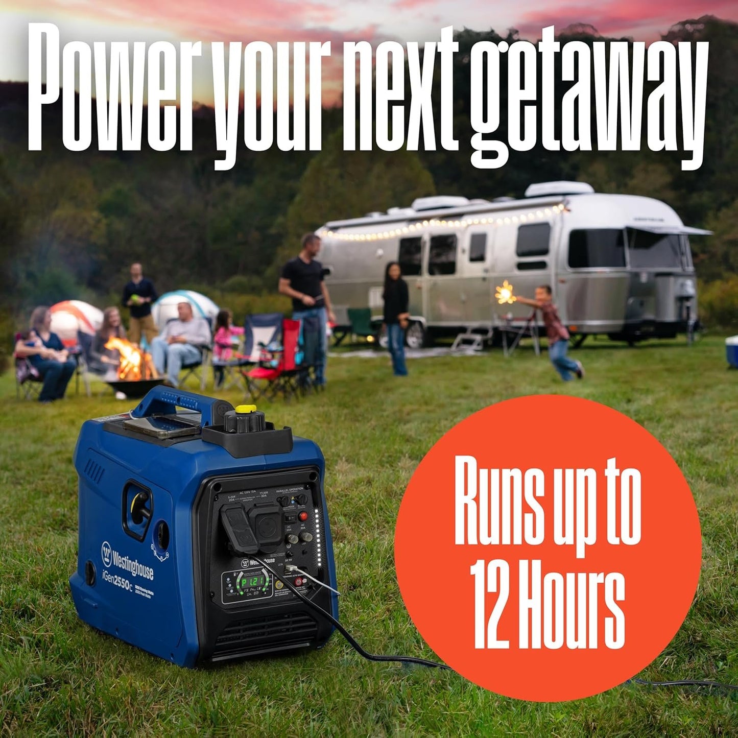 Westinghouse 2550W Dual Fuel Portable Inverter Generator Gas Propane RV Ready CO Sensor