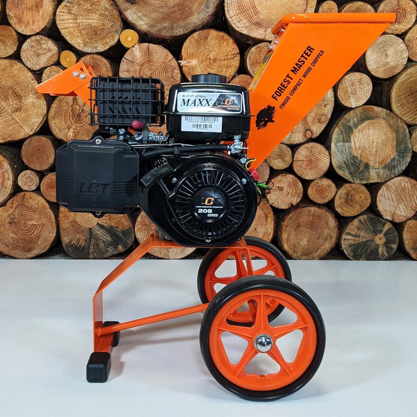 Forest Master FM6DD 6HP Gas Self-Feeding Wood Chipper, 2" Max Diameter, 3600 RPM