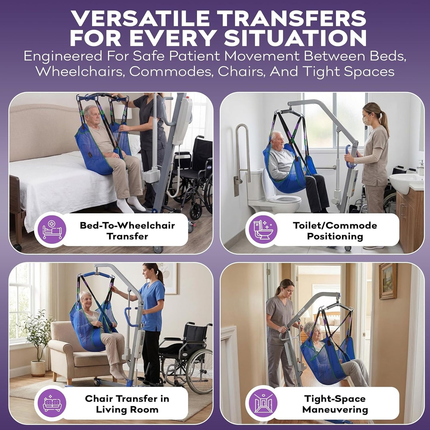 ProHeal Electric Lift - Safe and Easy Full Body Patient Transfer Lifter for Home Use and Facilities - Floor, Low Bed and Chair Lifting, 500 Pound Weight Capacity, 6 Point Spreader Bar
