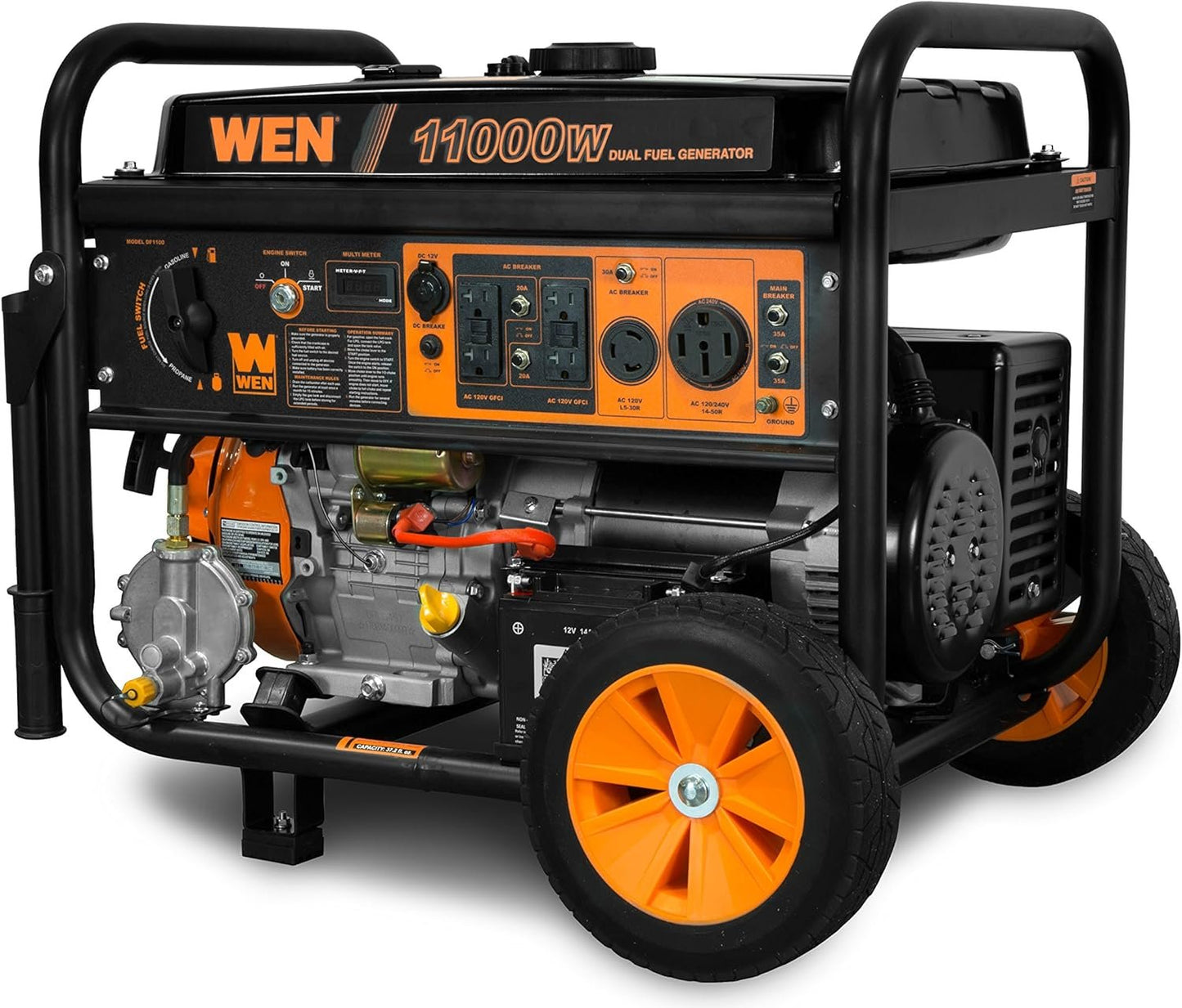WEN 11000W Dual Fuel Portable Generator 120V/240V Electric Start Wheel Kit DF1100T