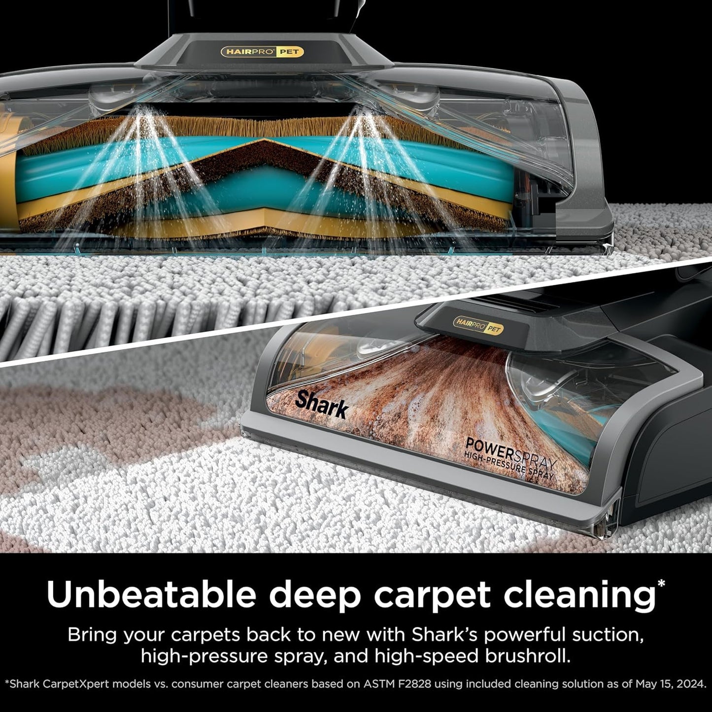 Shark CarpetXpert with StainStriker Upright Carpet, Area Rug & Upholstery Cleaner with Pet Mess Extractor Tool, Perfect for Pets, Carpet Shampooer, 3 Cleaning Tools, Cleaning Solutions, White, EX201