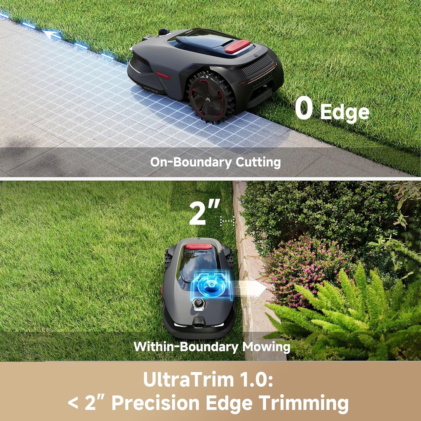 MOVA LiDAX Ultra 1000 Robot Lawn Mower Wire Free for 1/4 Acre, RTK-Free+360° 3D LiDAR+AI Vision Auto Mapping, Zero-Edge Cutting, Cutting Height 1.2"-3.9", 45% Slope, Up to 150 Managed Zones Dual Maps