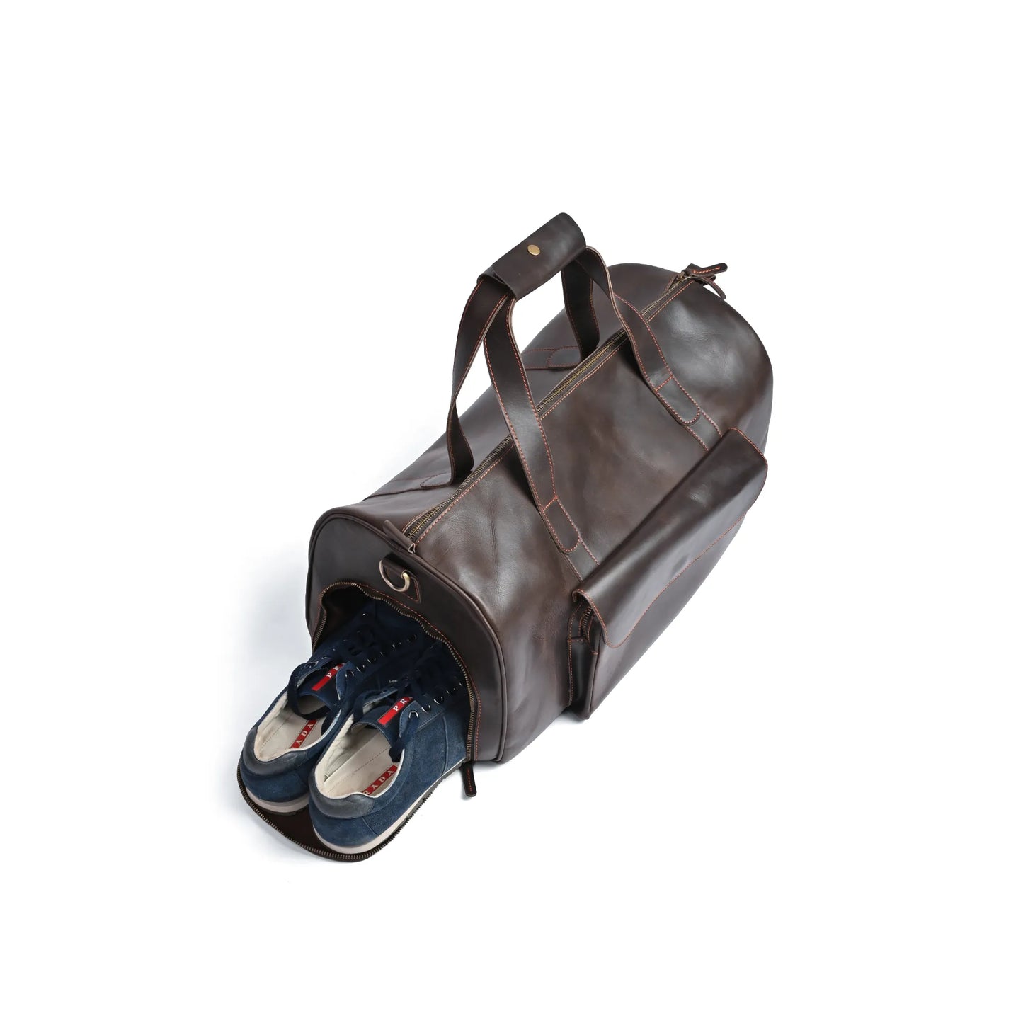 Choco Leather Duffel Bag | Premium Pull-Up Weekender & Travel Bag