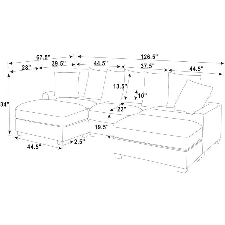 Ashira 5 - Piece Corduroy Sectional