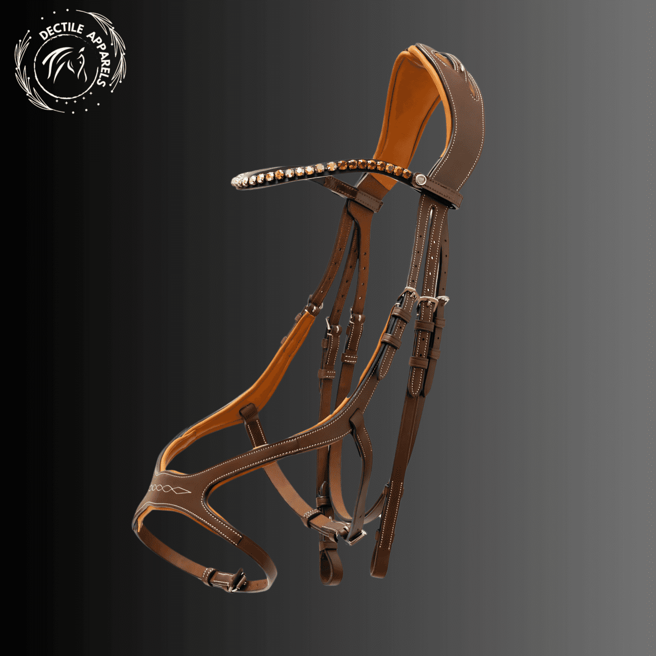 Brown Leather Bridle with Crystal Browband