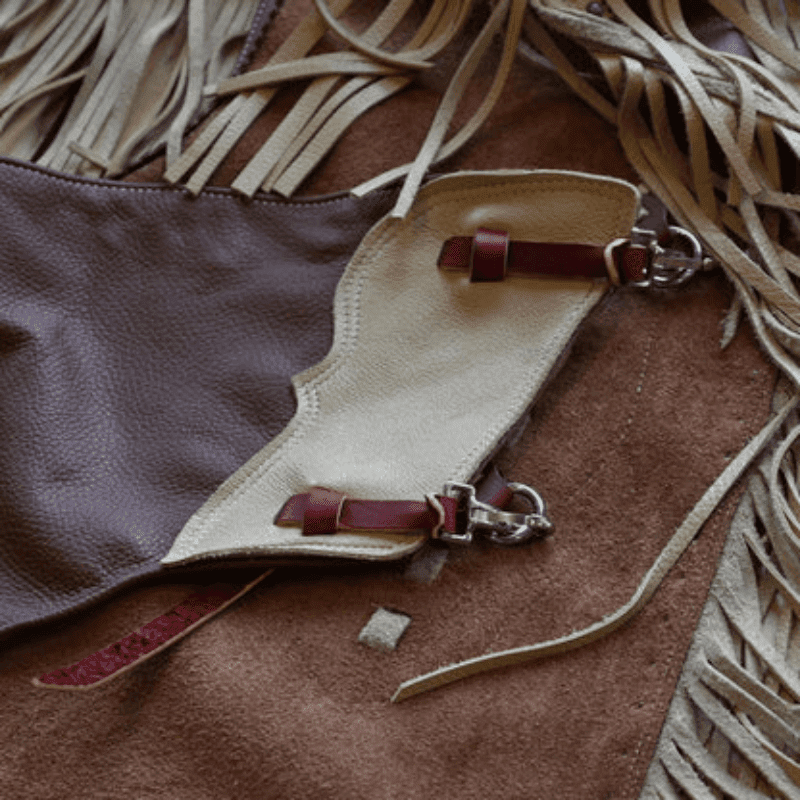 Classic Western Brown Leather Chink Chaps