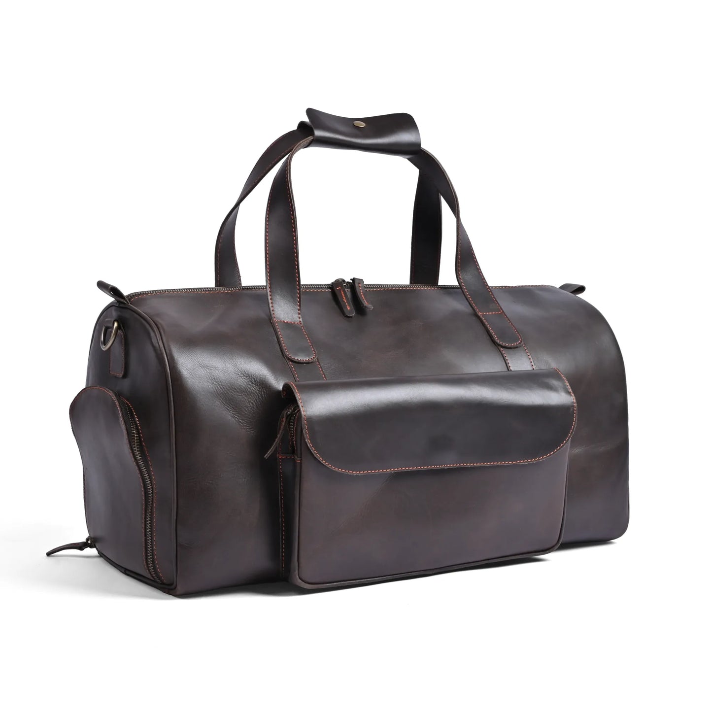Choco Leather Duffel Bag | Premium Pull-Up Weekender & Travel Bag