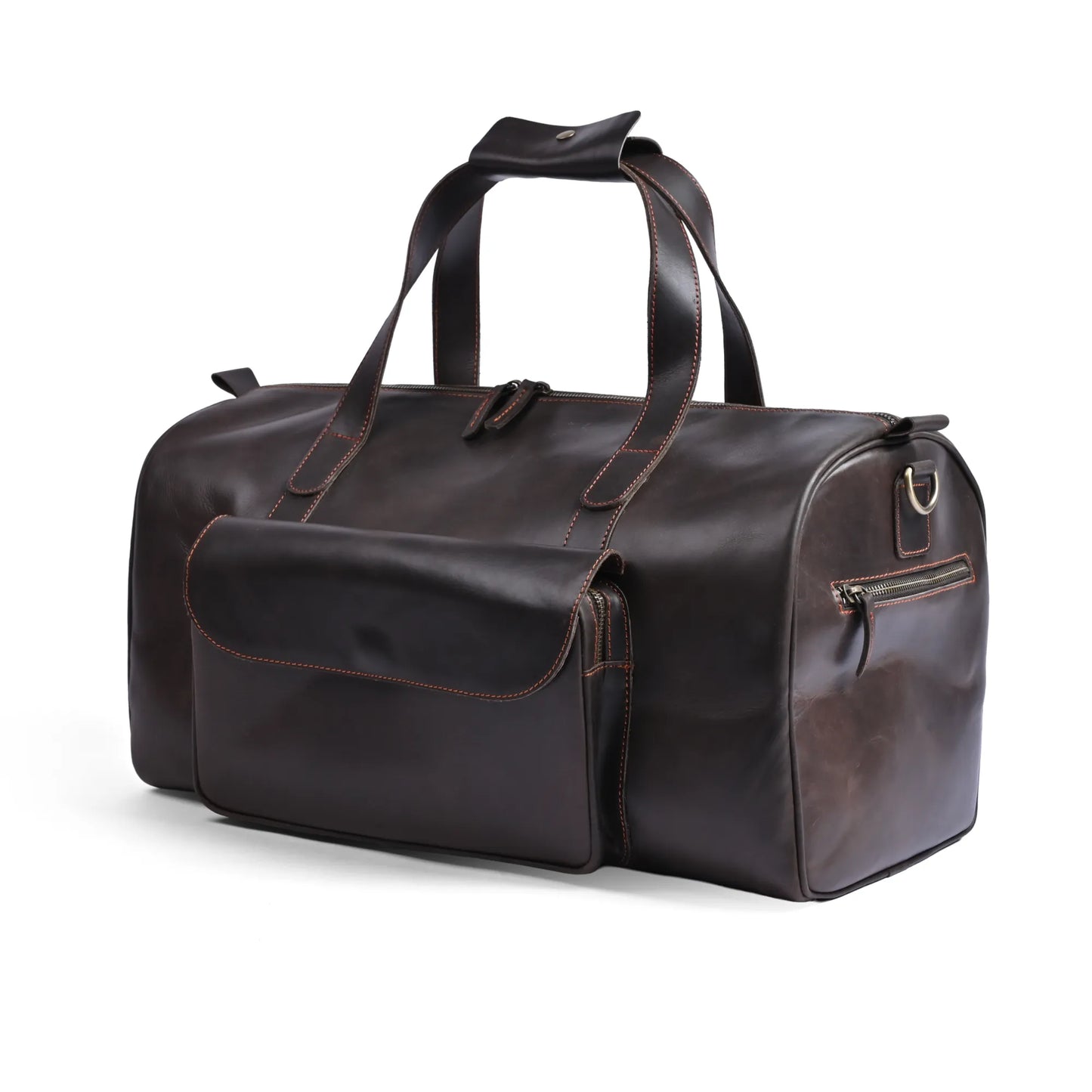 Choco Leather Duffel Bag | Premium Pull-Up Weekender & Travel Bag