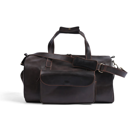 Choco Leather Duffel Bag | Premium Pull-Up Weekender & Travel Bag