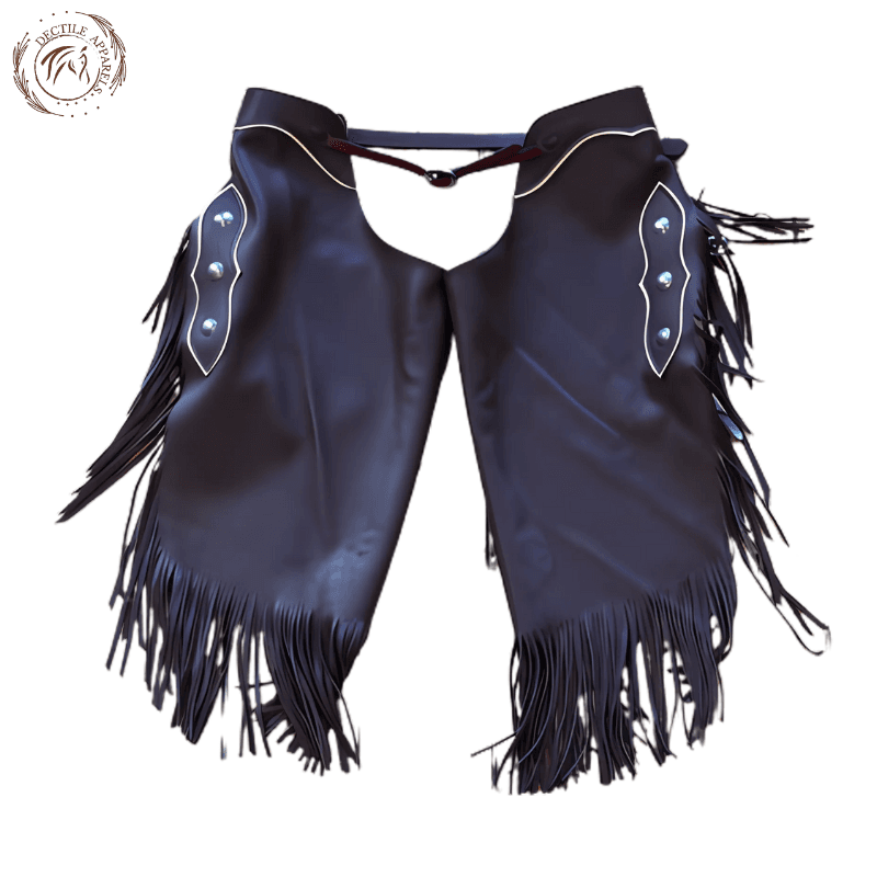 Black Leather Chaps With Fringe