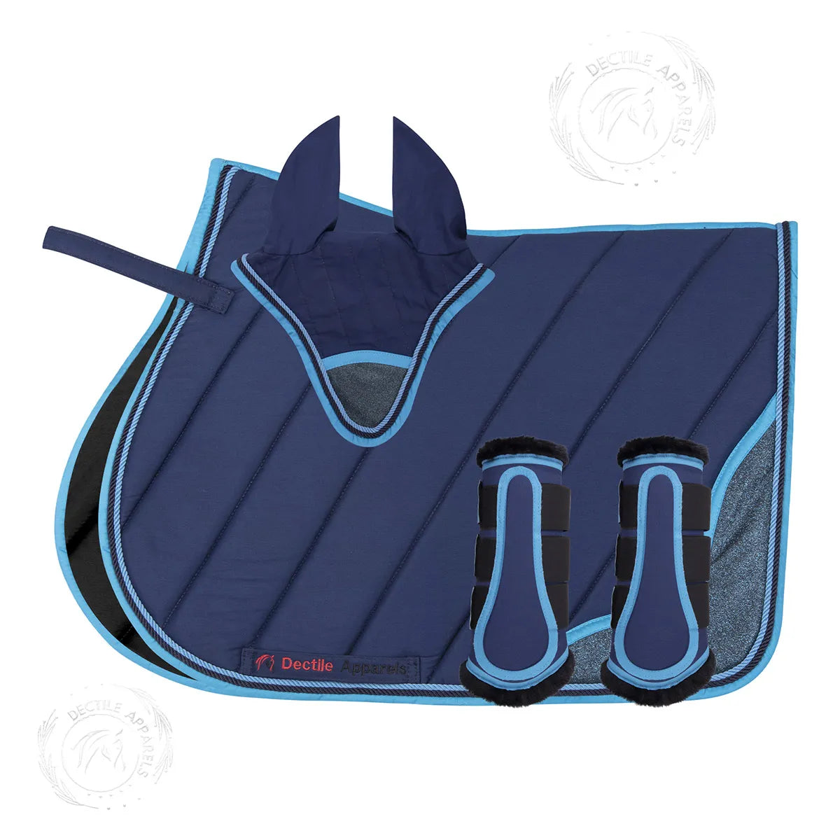 Dark Blue English Saddle Pad Set
