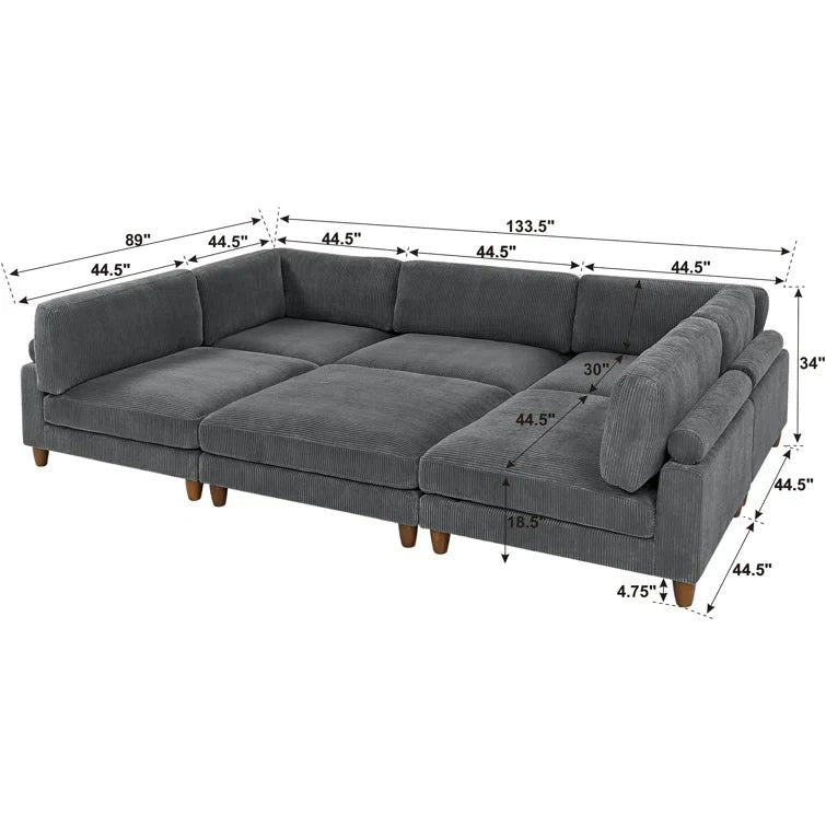 Espinosa 6 - Piece Corduroy Sectional