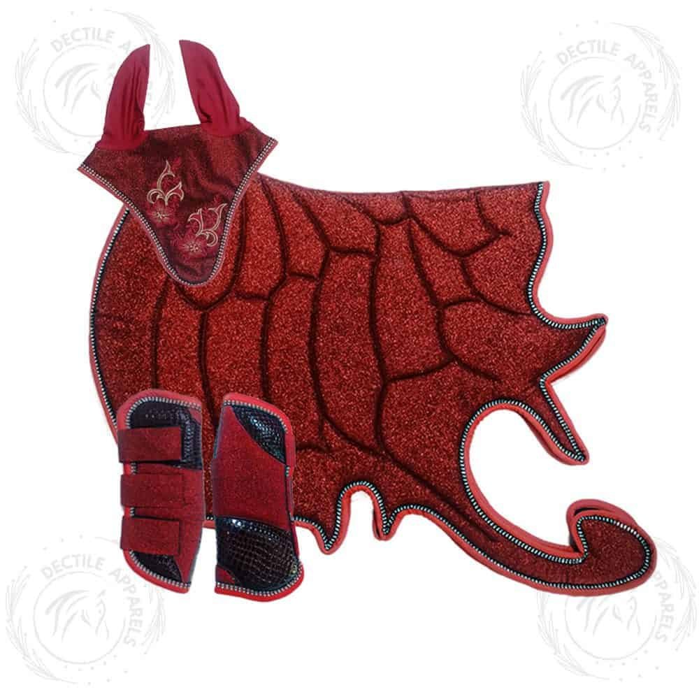 Red Fairy Glitter Equestrian Saddle Pad Set
