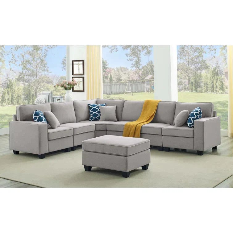 Samual 123.5" Wide Reversible Modular Corner Sectional with Ottoman