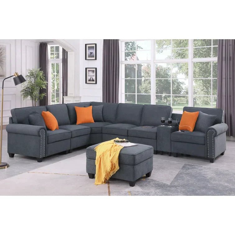 Kettner 136.35" Wide Reversible Modular Corner Sectional with Ottoman