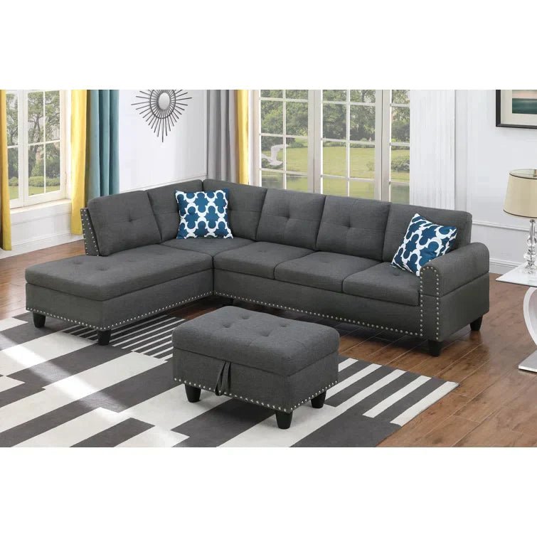 Alger 98" Wide Left Hand Facing Sofa & Chaise with Ottoman