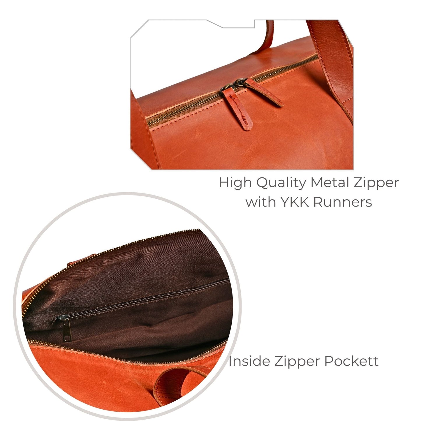 Premium Pull-Up Tan Leather Duffel Bag Weekender Travel Bag