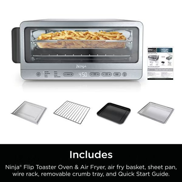 Ninja Flip Toaster Oven & Air Fryer, 8-in-1 Functionality, Flip Up & Away Capability for Storage Space SP151