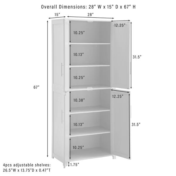 Tall Kitchen Storage Pantry Navy: Traditional Farmhouse Design, Wood Veneer, MDF Frame, 3 Adjustable Shelves