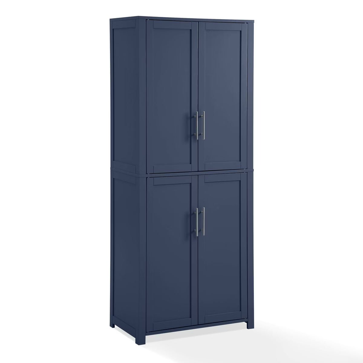 Tall Kitchen Storage Pantry Navy: Traditional Farmhouse Design, Wood Veneer, MDF Frame, 3 Adjustable Shelves
