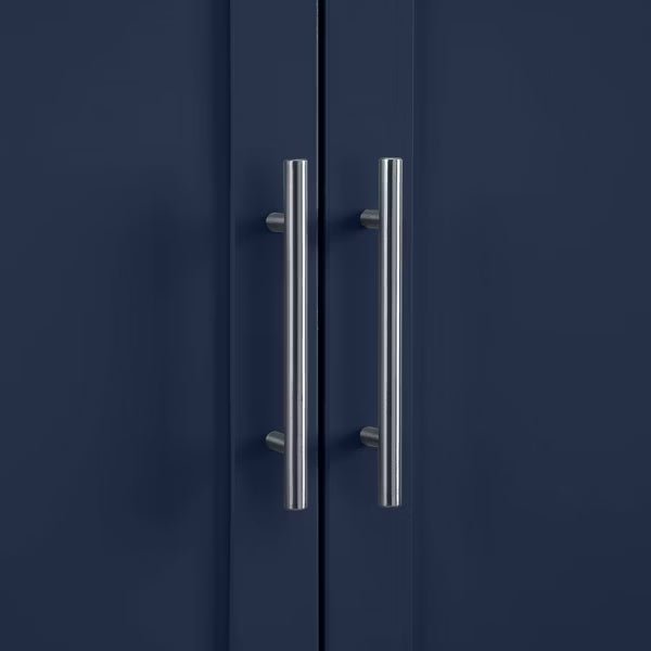 Tall Kitchen Storage Pantry Navy: Traditional Farmhouse Design, Wood Veneer, MDF Frame, 3 Adjustable Shelves