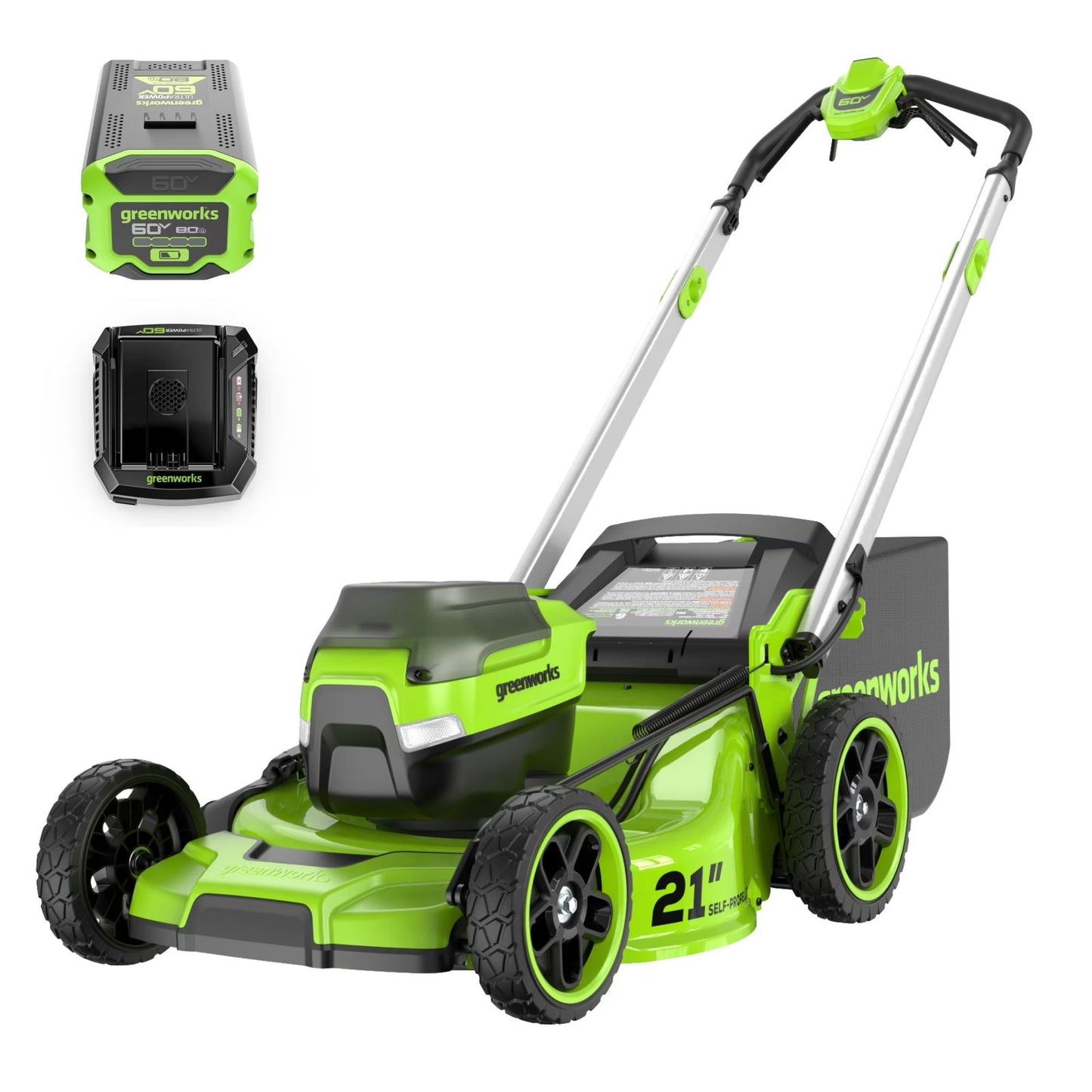 60V 21" Self Propelled Lawn Mower 8.0 Ah Battery & Rapid Charger