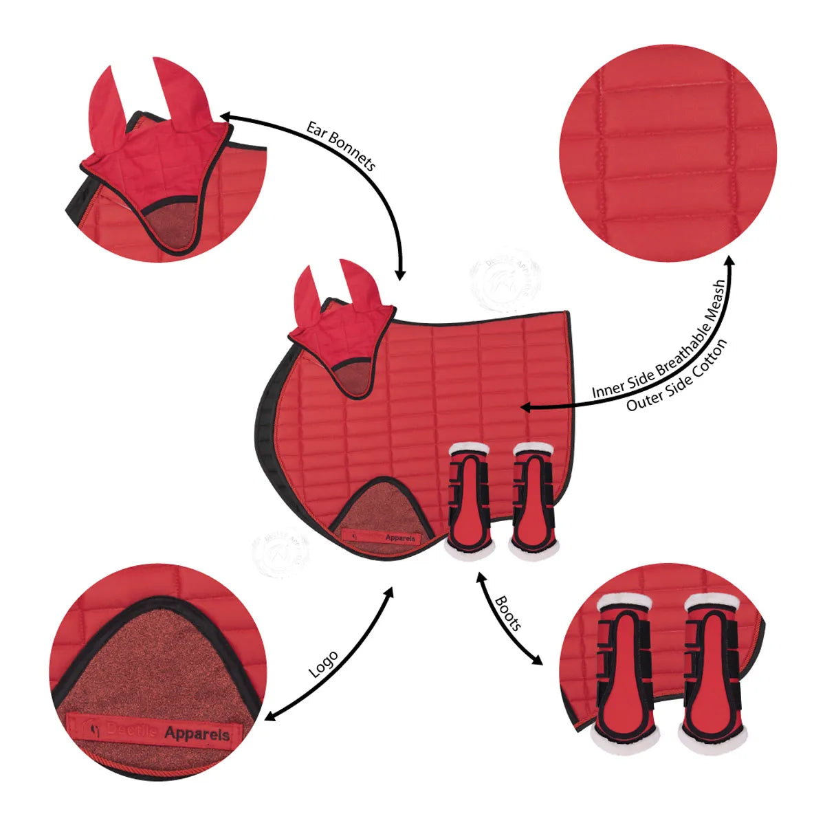 Red English Saddle Pad Set Stylish & Comfortable