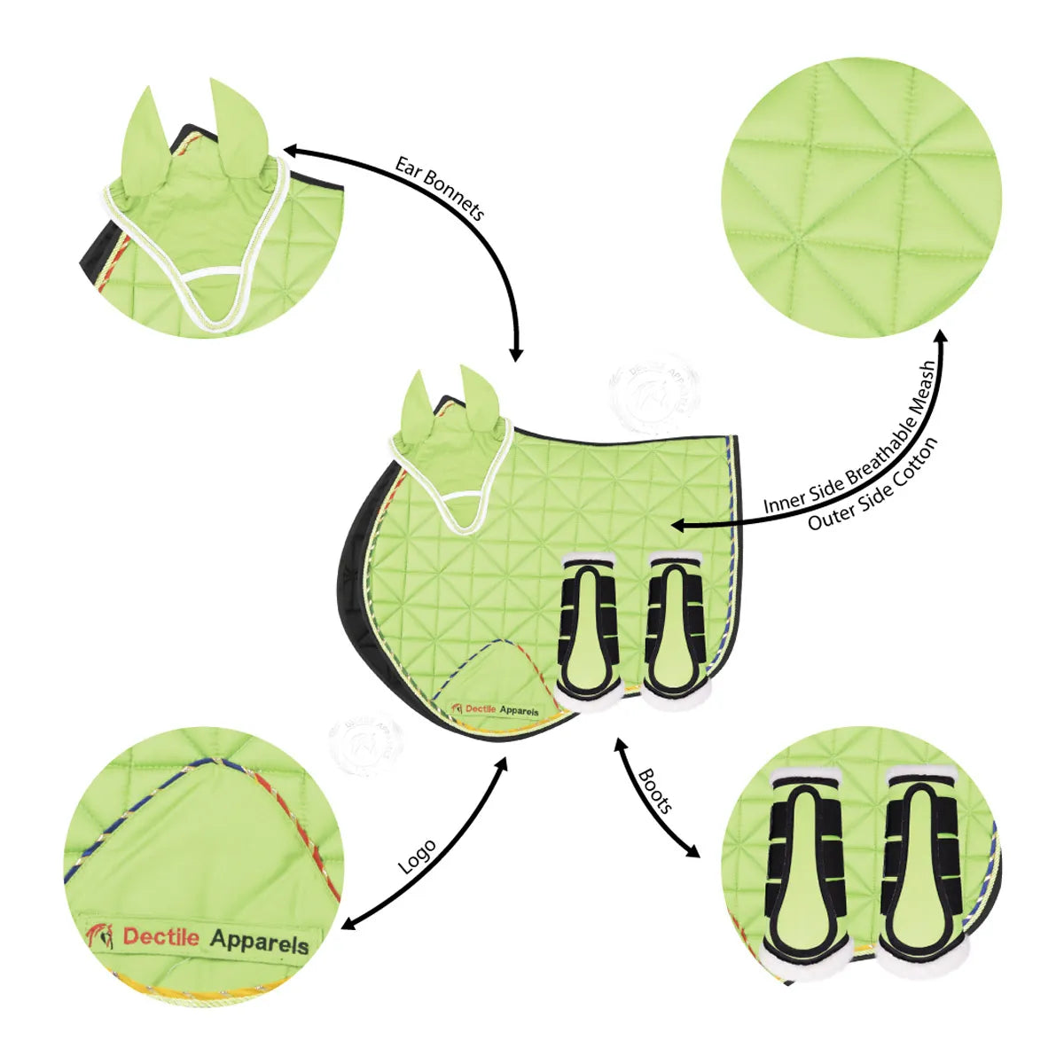 Green English Saddle Pad Set
